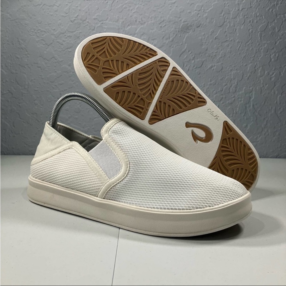 OluKai Ki'ihele Bright White Slip-On Casual Comfort Loafer Shoes Womens 10